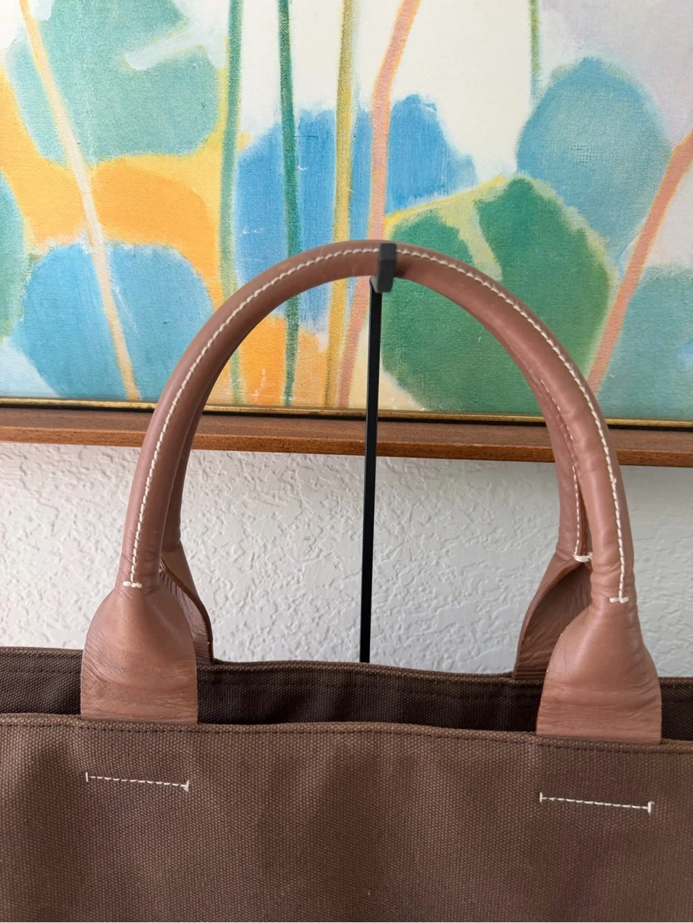 Vintage 2003 Gap Brown Canvas Leather Trim Oversized Tote Weekender Bag
